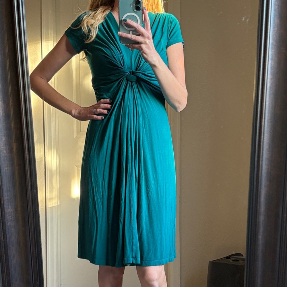 Seraphine Teal Midi Dress with knot — maternity and postpartum! - Picture 5 of 11